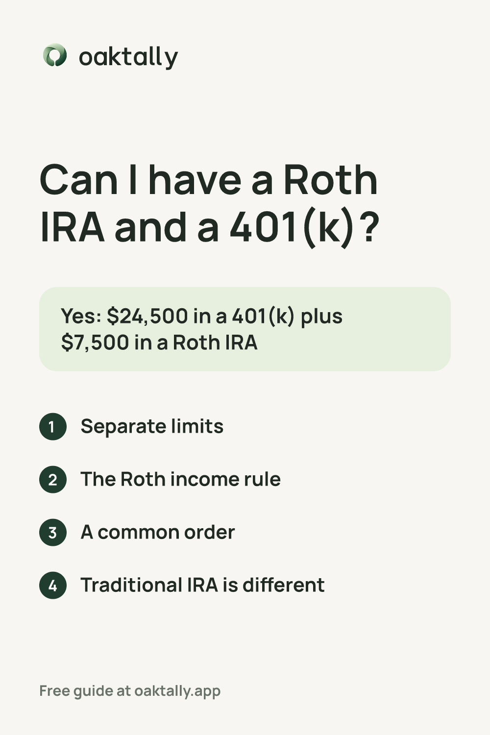 Can I have a Roth IRA and a 401(k)?: the steps from this guide on one card.