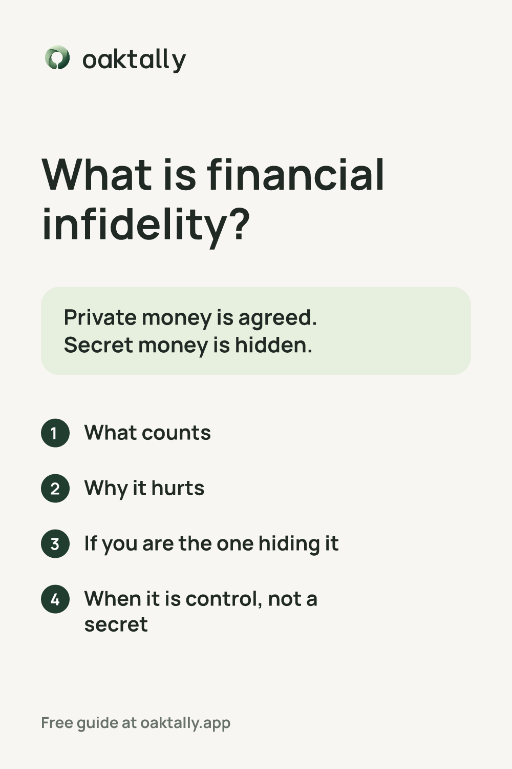 What is financial infidelity?: the steps from this guide on one card.
