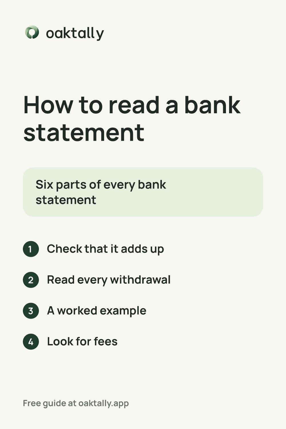 How to read a bank statement: the steps from this guide on one card.
