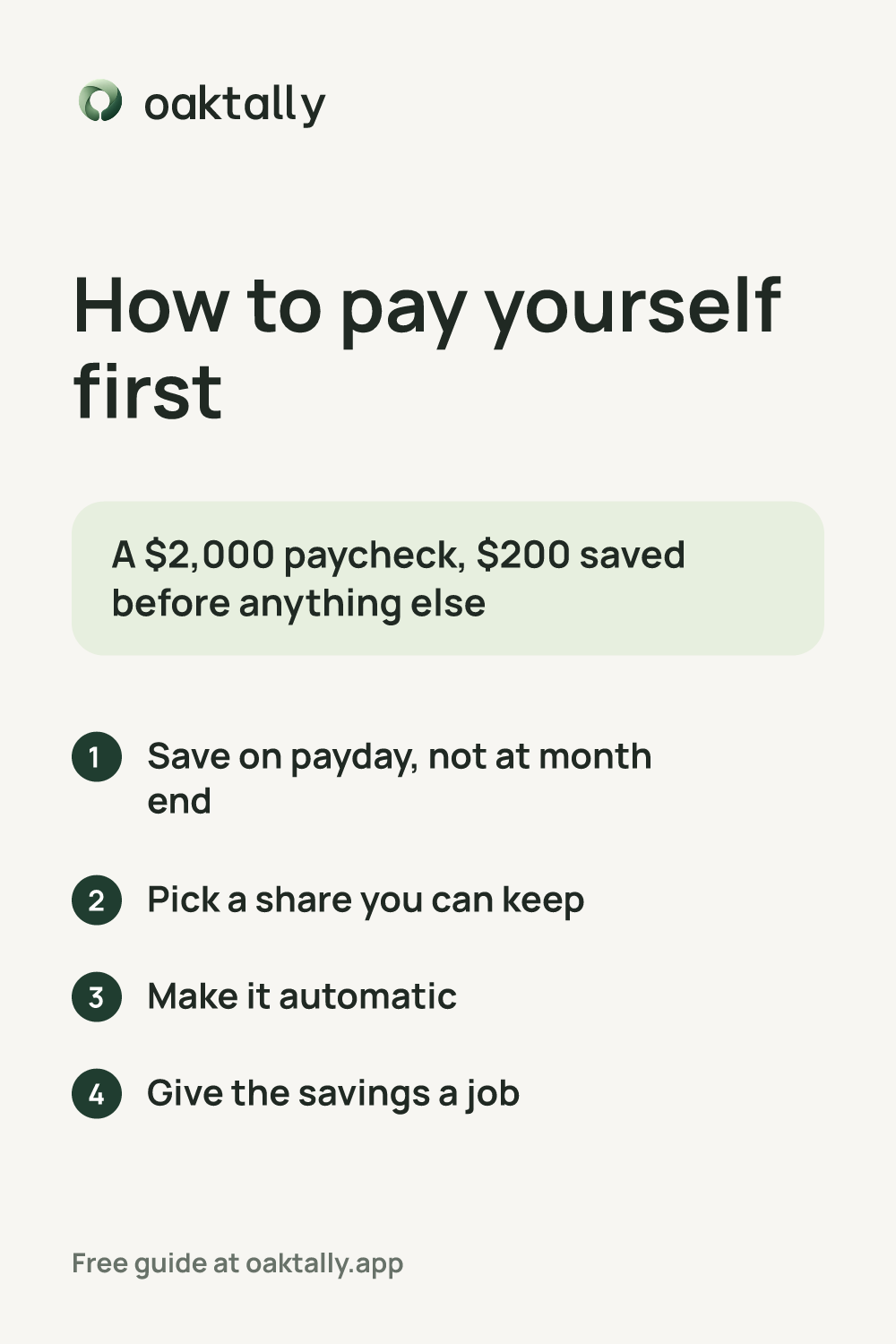How to pay yourself first: the steps from this guide on one card.