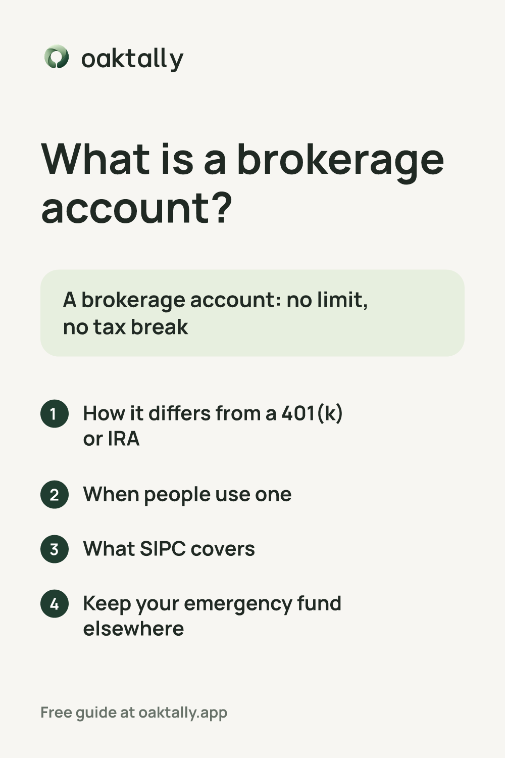 What is a brokerage account?: the steps from this guide on one card.
